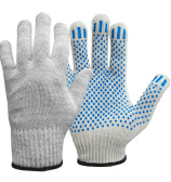 Перчатки рабочие х/б «Стандарт» с ПВХ «Точка», 5-нити, 10 класс, с машинным оверлоком,  белые